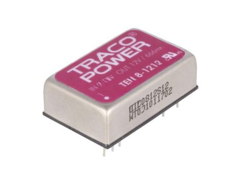 Przetwornica DC/DC, 8W, Uwej: 9...18VDC, Uwyj: 12VDC, Iwyj: 665mA TEN 8-1212
