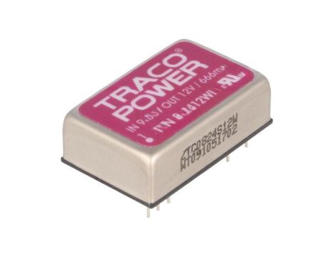 Przetwornica DC/DC, 8W, Uwej: 9...36VDC, Uwyj: 12VDC, Iwyj: 666mA TEN 8-2412WI