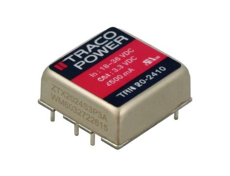 Przetwornica DC/DC, 20W, Uwej: 18...36VDC, Uwyj: 3,3VDC, Iwyj: 4500mA THN 20-2410