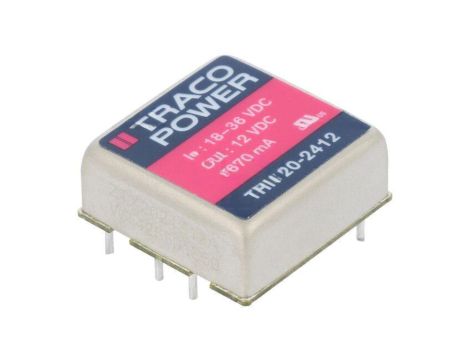 Przetwornica DC/DC, 20W, Uwej: 18...36VDC, Uwyj: 12VDC, Iwyj: 1670mA THN 20-2412