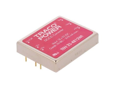 Przetwornica DC/DC, 30W, Uwej: 18...75VDC, Uwyj: 12VDC, Iwyj: 2,5A TEN 25-4812WI