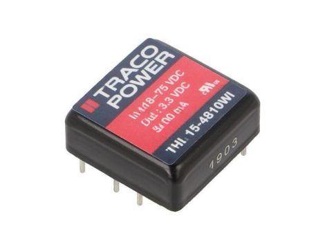 Przetwornica DC/DC, 15W, Uwej: 18...75VDC, Uwyj: 3,3VDC, Iwyj: 3400mA THL 15-4810WI