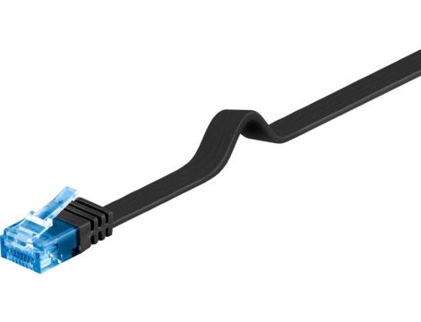 CAT 6A Płaska Kabel połączeniowy,U/UTP, Czarny - Długość kabla 2 m