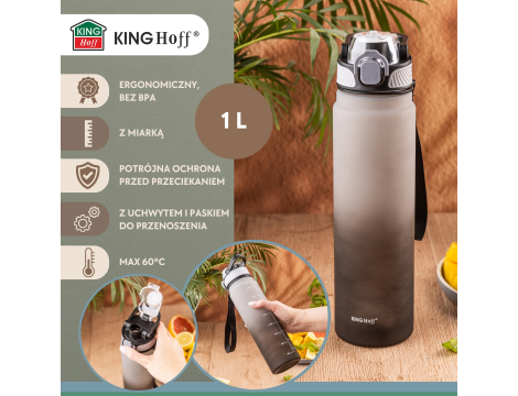 KINGHOFF BUTELKA NA WODĘ 1L Z BLOKADĄ  BPA-FREE  SZCZELNA - 4