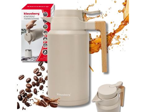 KLAUSBERG TERMOS KONFERENCYJNY 2,5L BEŻOWY STAL 304, BPA-FREE - 3