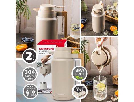 KLAUSBERG TERMOS KONFERENCYJNY 2,5L BEŻOWY STAL 304, BPA-FREE - 4