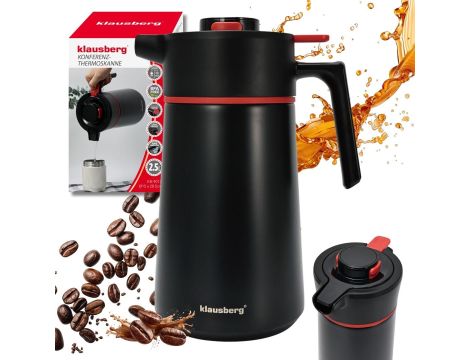 KLAUSBERG TERMOS KONFERENCYJNY 2,5L CZARNY STAL 304, BPA-FREE - 2