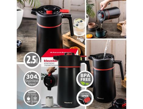 KLAUSBERG TERMOS KONFERENCYJNY 2,5L CZARNY STAL 304, BPA-FREE - 4