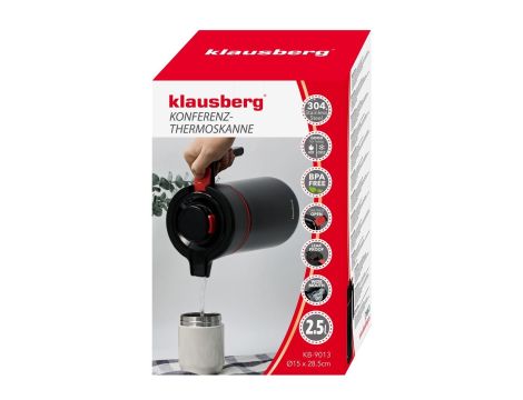 KLAUSBERG TERMOS KONFERENCYJNY 2,5L CZARNY STAL 304, BPA-FREE - 5