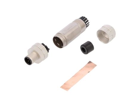 Złącze M12 męskie prosty PIN:4 0,25kV 4A PBSH-M12A-04P-MM-SL7001-00Z(H)