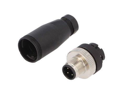 Złącze M12 męskie prosty PIN:4 0,25kV 4A PB-M12D-04P-MM-SL7001-00Z(H)