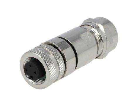Złącze M12 żeńskie prosty PIN:4 0,25kV 4A PASH-M12A-04P-FF-SL7002-00Z(H)
