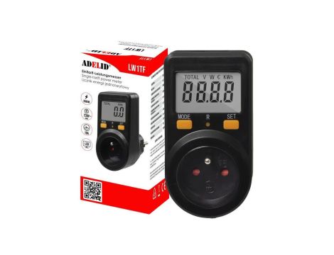 WATOMIERZ MIERNIK LICZNIK PRĄDU ENERGII ELEKTRYCZNEJ MOCY CZARNY LCD LW1TF-B