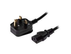 Kabel H05VV-F, BS 1363 (G) wtyk, IEC C13 żeński, max. 3A, 250V, PVC, LT327+501 3X0.75 3A 2.0M BLK