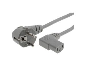 Kabel H05VV-F, CEE 7/7 (E/F) wtyk kątowy, IEC C13 żeński kątowy prawy, max. 10A, 250V, PVC, LT322+511 H05VV-F 3X1.0 2.5M GRY