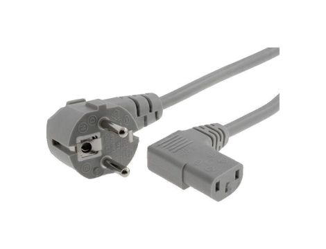 Kabel H05VV-F, CEE 7/7 (E/F) wtyk kątowy, IEC C13 żeński kątowy prawy, max. 10A, 250V, PVC, LT322+511 H05VV-F 3X1.0 2.5M GRY