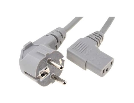 Kabel H05VV-F, CEE 7/7 (E/F) wtyk kątowy, IEC C13 żeński kątowy prawy, max. 10A, 250V, PVC, LT322+511 H05VV-F 3X1.0 1.8M GRY