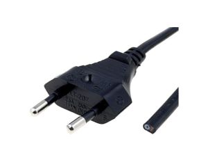 Kabel H03VVH2-F, CEE 7/16 (C) wtyk, przewody, max. 2,5A, 250V, PVC, LT207 H03VVH2-F 2X0.75 1.8M BLK