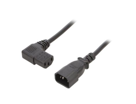 Kabel H05VV-F, IEC C13 żeński kątowy prawy, IEC C14 męski, max. 10A, 250V, PVC, LT-602+511R H05VV-F 3X1.0 BLK 5M