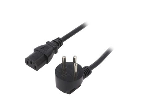 Kabel H05VV-F, IEC C13 żeński, IS1-16P (H) wtyk kątowy, max. 16A, 250V, PVC, LT-605+501 H05VV-F 3X1.0 BLK 3M