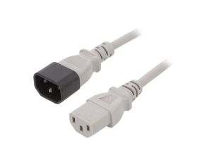 Kabel H05VV-F, IEC C13 żeński, IEC C14 męski, max. 10A, 250V, PVC, LT-602+501 H05VV-F 1.0/3C GRY 3M
