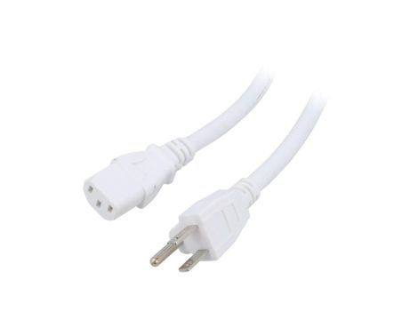 Kabel SJT, IEC C13 żeński, NEMA 5-15 (B) wtyk, max. 15A, 125V, PVC, LT-501+202 SJT 14/3 3M WHT