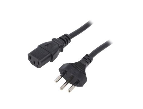Kabel H05VV-F, IEC C13 żeński, SEV-1011 (J) wtyk, max. 10A, 250V, PVC, LT-313+501 H05VV-F 3X1.0 BLK 5M