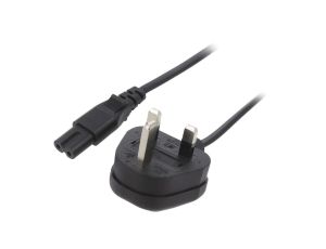 Kabel H03VVH2-F, BS 1363 (G) wtyk, IEC C7 żeński, max. 3A, 250V, PVC, LT-318(3A)+503 2X0.75 BLK 1.8M
