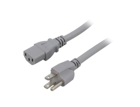 Kabel SJT, IEC C13 żeński, NEMA 5-15 (B) wtyk, max. 15A, 125V, PVC, LT-501+202 SJT 14/3 3M GRY