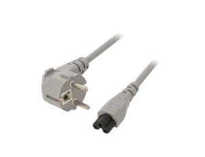 Kabel H05VV-F, CEE 7/7 (E/F) wtyk kątowy, IEC C5 żeński, max. 2,5A, 250V, PVC, LT-322+535 H05VV-F 0.75/3C GRY 3M