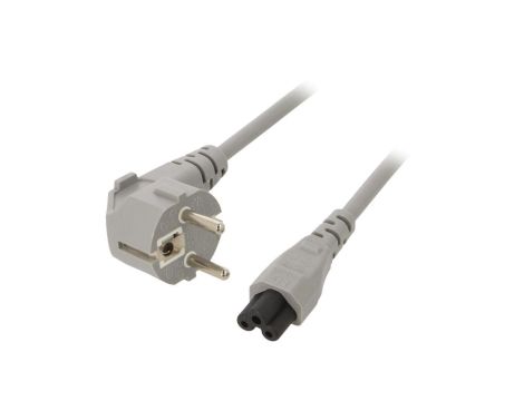 Kabel H05VV-F, CEE 7/7 (E/F) wtyk kątowy, IEC C5 żeński, max. 2,5A, 250V, PVC, LT-322+535 H05VV-F 0.75/3C GRY 3M
