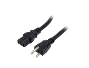 Kabel SJT, IEC C13 żeński, NEMA 5-15 (B) wtyk, max. 15A, 125V, PVC, LT-501+202 SJT 14/3 1M BLK
