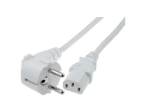 Kabel H05VV-F, CEE 7/7 (E/F) wtyk kątowy, IEC C13 żeński, max. 10A, 250V, PVC, LT322+501 H05VV-F 3X1.0 3.0M WHT