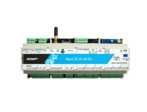 Centrala alarmowa NeoLTE-IP-64-PS-D12M, LTE + WiFi, 4 strefy, 16-64 wejść, 8-40 wyjść, 24V DC