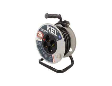 Przedłużacz sieciowy na bębnie, H05VV-F, 3G1,5mm2, 25m, PVC, czarny, bębnowy W-98877