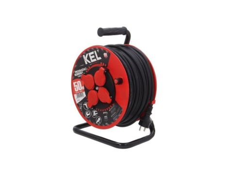 Przedłużacz sieciowy na bębnie, H05RR-F, 3G2,5mm2, 50m, guma, czarny, 16A W-97924
