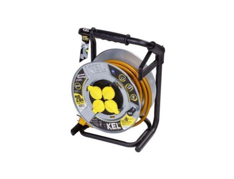 Przedłużacz sieciowy na bębnie, H07RN-F, 3G2,5mm2, 20m, guma, żółty, HEAVY W-99440