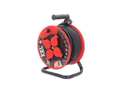 Przedłużacz sieciowy na bębnie, H05RR-F, 3G2,5mm2, 25m, guma, czarny, 16A W-97921