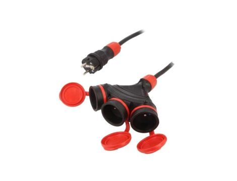 Przedłużacz sieciowy, H05RR-F, 3G2,5mm2, 25m, guma, czarny, EXTREM W-01178