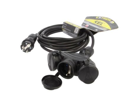 Przedłużacz sieciowy, H05RR-F, 3G1,5mm2, 5m, guma, czarny, 16A W-01185