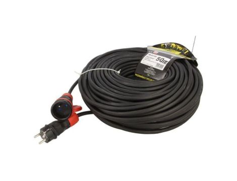 Przedłużacz sieciowy, H05RR-F, 3G2,5mm2, 50m, guma, czarny, 16A W-99189