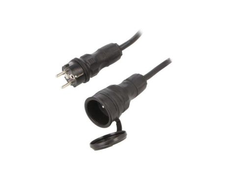 Przedłużacz sieciowy, H05RR-F, 3G2,5mm2, 5m, guma, czarny, 16A W-99143