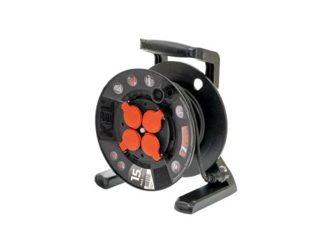Przedłużacz sieciowy na bębnie, H05RR-F, 3G1,5mm2, 15m, guma, czarny, EXTREM W-100022