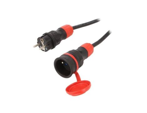 Przedłużacz sieciowy, H05RR-F, 3G1,5mm2, 10m, guma, czarny, 16A W-99146