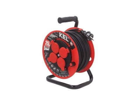 Przedłużacz sieciowy na bębnie, H05RR-F, 3G1,5mm2, 25m, guma, czarny, 16A W-97054