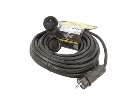 Przedłużacz sieciowy, H05RR-F, 3G2,5mm2, 20m, guma, czarny, 16A W-99209