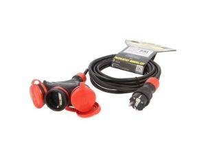 Przedłużacz sieciowy, H05RR-F, 3G1,5mm2, 5m, guma, czarny, 16A W-01186