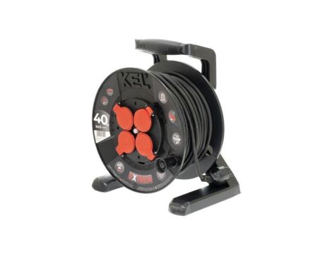 Przedłużacz sieciowy na bębnie, H05RR-F, 3G1,5mm2, 40m, guma, czarny, EXTREM W-100030