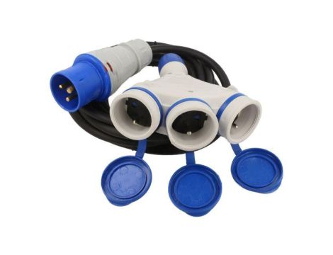 Przedłużacz sieciowy, H05RR-F, 3G2,5mm2, 5m, guma, czarny, EXTREM W-99932