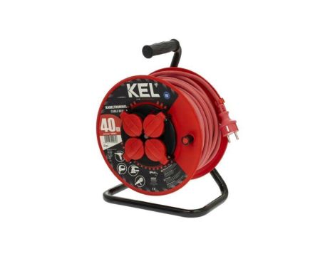 Przedłużacz sieciowy na bębnie, H05RR-F, 3G1,5mm2, 40m, guma, czerwony, 16A W-98694